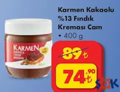 KARMEN KAKAOLU FINDIK KREMASI CAM 400 G fiyat ve kampanya bilgisi